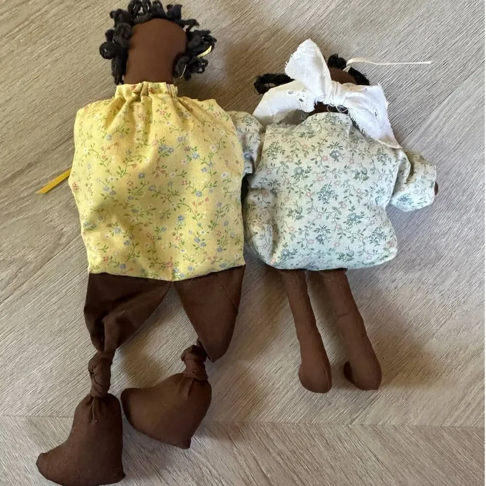 Sachet Cloth Rag Dolls Folk Art Black African American Girls Braids Shelf Sitter